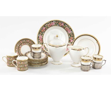 TWO BONE CHINA PART COFFEE SETS comprising Wedgwood 'Clio' pattern viz. 6 x coffee cans & saucers, 1 x sugar bowl, 1 x milk j