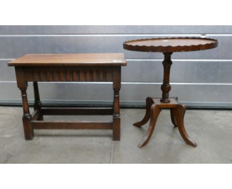 Oak Priory style small table: together with similar pie crust  topped item(2)