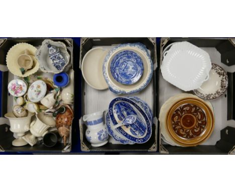 A mixed collection of Blue and White Spode &amp; similar items, decorative plates and vases etc (3 trays)