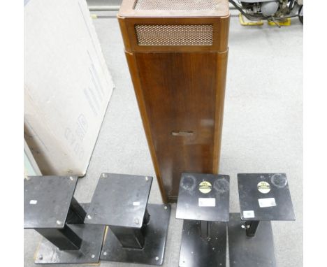 A collection of sturdy speaker stands together with unusual Wharfendale speaker. (5):