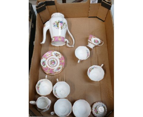 A collection of Royal Albert Lady Carlyle tea ware: to include cups, saucers, coffee pot etc ( 1 tray)