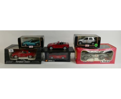 A collection of boxed Mercedes  model cars to include: RW196, 190SL Coupe, 500SL 1989, SLK 230 1996, SL500 and M Class 1997(6