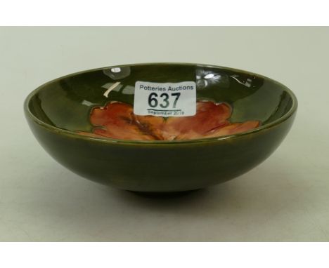 Walter Moorcroft Hibiscus Bowl: with light flambe glaze. Diameter 15cm