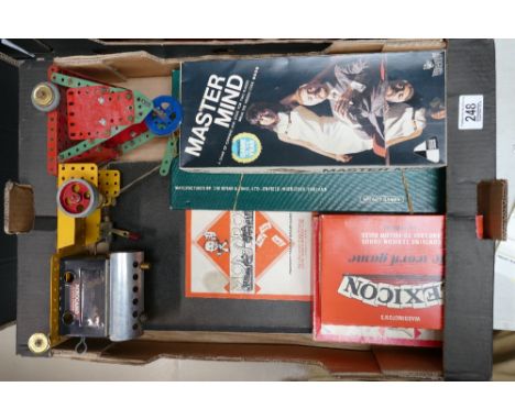 A collection of childrens games: including Meccano Steam Engine, Boxed early Monopoly &amp; Mastermind set