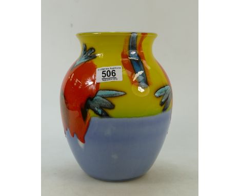 Poole pottery art vase: Poole pottery large art vase decorated in yellow. orange and blue colours, height 23cm.