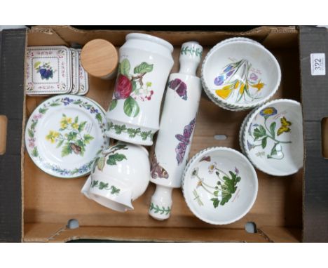 A Collection of Portmerion Pottery: to include six bowls, rolling pin, jug vase etc ( 1 tray)