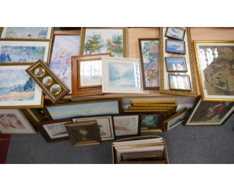A very large collection of framed Art Work: with nautical, landscape and portrait theme's 