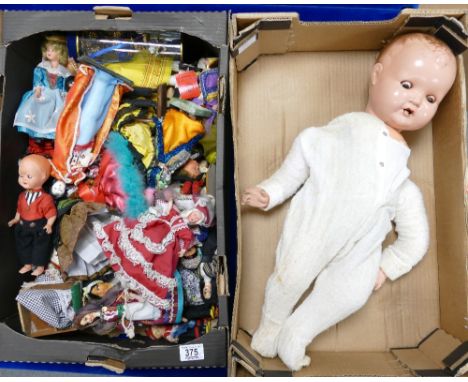 A collection of Mid Century Tourist Dolls: together with large earlier item( limbs detached )
