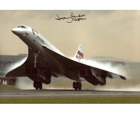CONCORDE AROUND THE WORLD FLIGHT: 8x12 inch photo of Concorde taking off signed by Concorde pilot Captain Jeremy Rendall, who