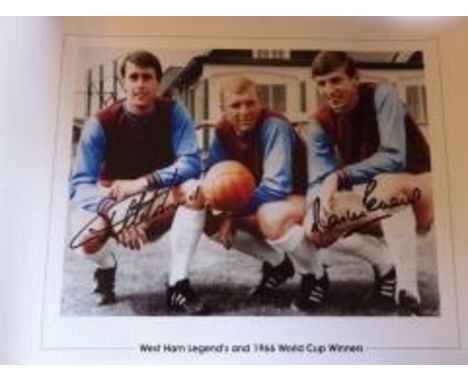 GEOFF HURST & MARTIN PETERS: 14x20 inch photo print HAND signed by England's 1966 World Cup hero, Geoff Hurst who remains the