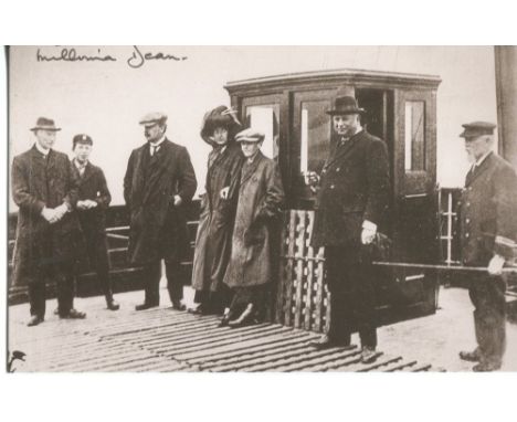 TITANIC SURVIVOR: RMS Titanic postcard, 5.5x3.5 inches, produced by Rembrandt with illustration showing the Queenstown tender