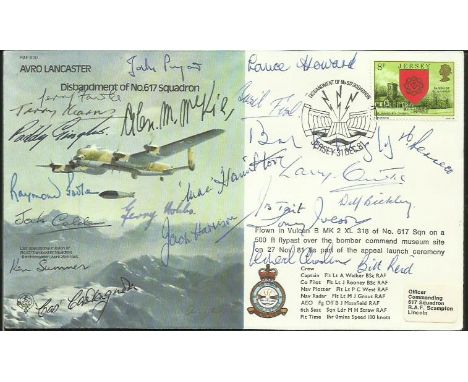 Avro Lancaster B30 Bomber cover signed by Twenty Two 617 Sqn Tirpitz raiders & Tall Boy, Grand Slam bombing raid WW2 veterans