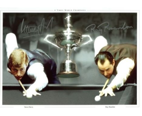 DAVIS & REARDON: Superb 10.5x8.5 inch photo signed by snooker greats Steve Davis and Ray Reardon who have each won the World 