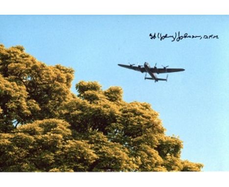 DAMBUSTERS: 8x12 inch photograph signed by George Johnson DFM who took part in the legendary Dambusters raid in May 1943. Goo