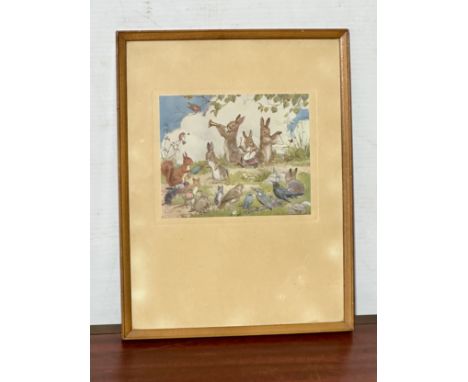A vintage The Wandering Minstrels print. From the original painting by Margaret W Tarrant. 24x31cm.