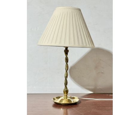 A vintage brass rope twist table lamp. 51cm