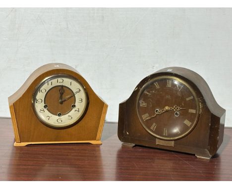 2 vintage Smiths Art Deco mantle clocks. 1 with key and pendulum.