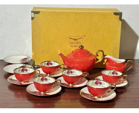 An Auratic Fine Bone China tea service with box. 16 piece.