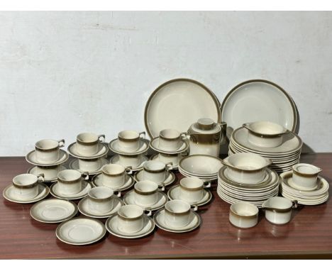 A large 78 piece Mid Century Celtic Limerick Irish earthenware dinner service. 2 large serving plates 30cm. 13 dinner plates,