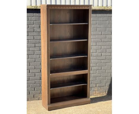 A large Ercol open bookcase/shelving unit. 93x34.5x196.5cm