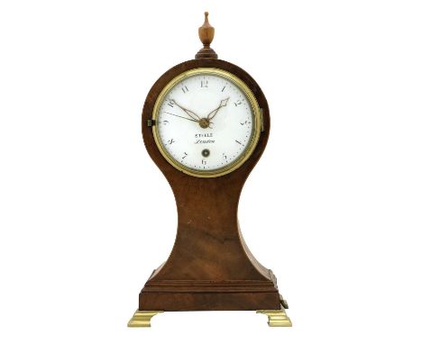 A Mahogany Balloon Shaped Centre Seconds Mantel Timepiece, signed Steele, London, circa 1810, urn shaped finial, bracket feet