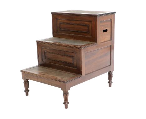 Gillow of Lancaster: An Early 19th Century Mahogany Bedstep/Commode, of three tier form with two leather-covered hinged steps
