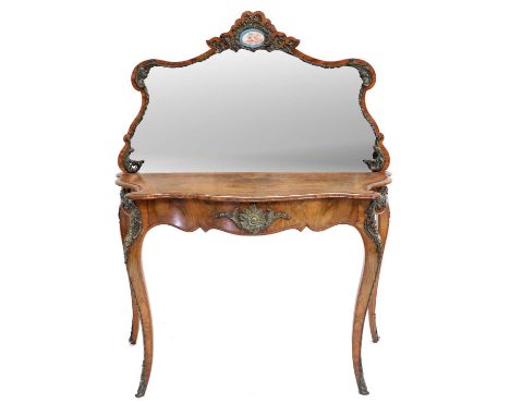 A Victorian Figured-Walnut, Kingwood and Tulipwood-Banded Serpentine Side Table, late 19th century, in Louis XV style, the mi