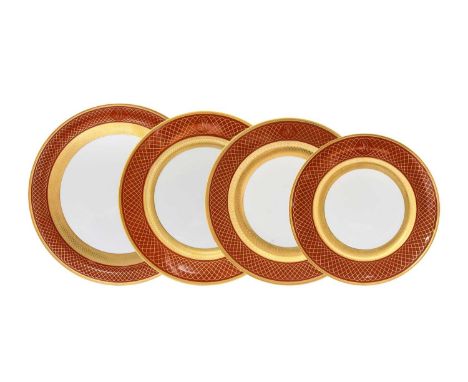 A Set of Bernardaud Limoges Plates, en suite, comprising:12 large dinner plates, 30cm diameter31 dinner plates, 27cm diameter