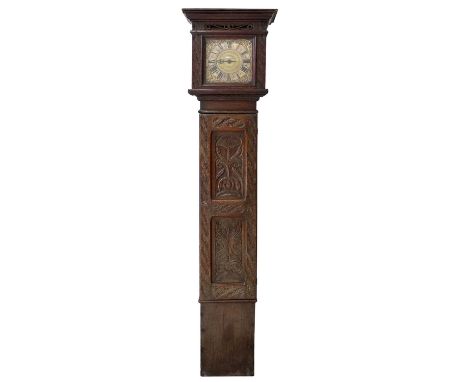 A Rare and Interesting Late 17th Century Thirty Hour Original Carved Oak 'Coffin' Cased Longcase Clock, unsigned, circa 1695,