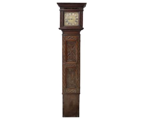 A Rare and Interesting Late 17th Century Thirty Hour Original Carved Oak 'Coffin' Cased Longcase Clock, unsigned, circa 1695,