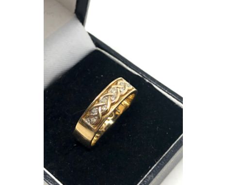 9ct gold diamond i love you band ring weight 5g 