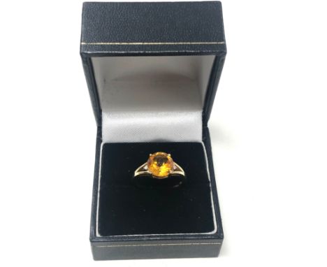 9ct gold vintage citrine &amp; diamond statement ring (2.7g) 