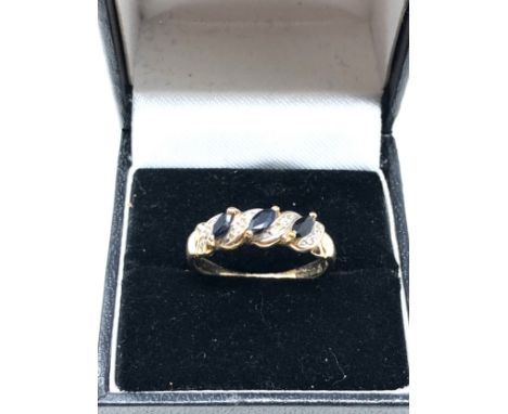 9ct gold sapphire &amp; diamond ring weight 2.5g 