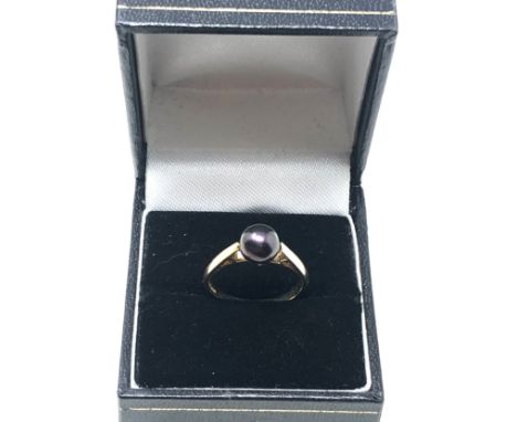 9ct gold pearl solitaire cathedral setting ring (2.3g) 