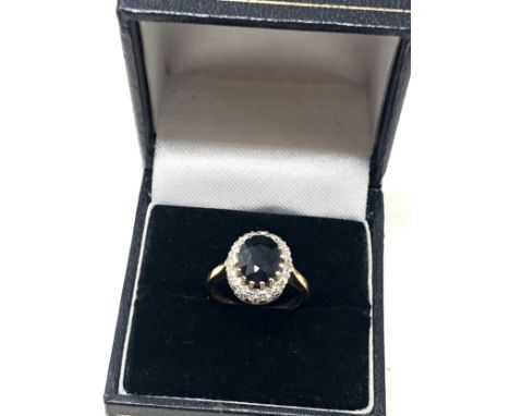 9ct gold vintage sapphire &amp; diamond cocktail ring (3.5g) 