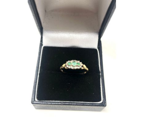 9ct gold vintage emerald &amp; diamond dress ring (1.5g) 