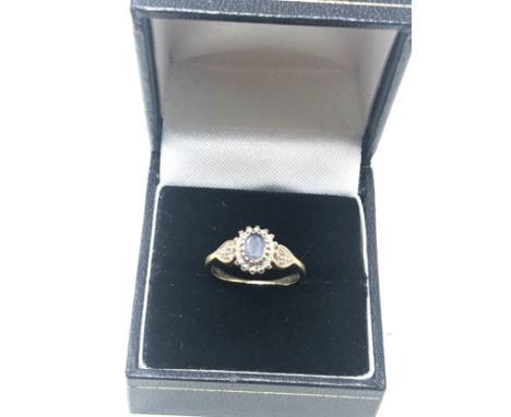 9ct gold vintage diamond &amp; sapphire dress ring (2.3g) 