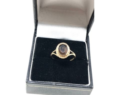 9ct gold vintage smoky quartz  ring (2.2g) 