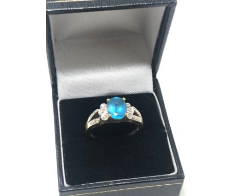 9ct gold vintage diamond &amp; topaz dress ring (4.1g) 