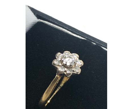 18ct gold vintage diamond floral cluster ring (2.5g) 