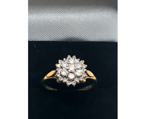 18ct gold vintage diamond cluster ring (2.5g) 