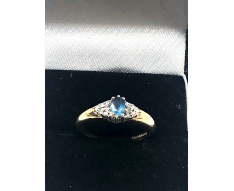 9ct gold vintage diamond &amp; topaz dress ring (1.9g) 