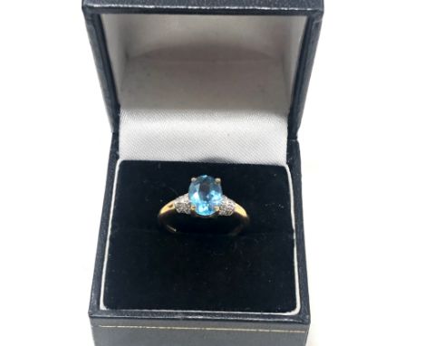 9ct gold vintage diamond &amp; topaz dress ring (2.4g) 