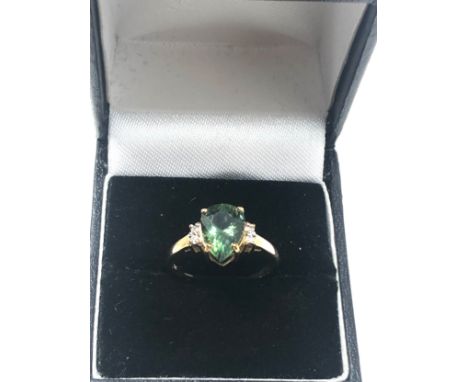 9ct gold diamond &amp; tourmaline dress ring (2.2g) 