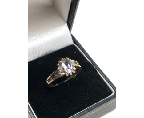 9ct gold sapphire &amp; diamond ring weight 3g 