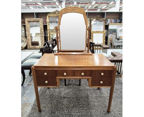 DRESSING TABLE, vintage 20th century, five drawers, later lining, adjustable mirror to top, 108cm x 56.5cm x 152cm.