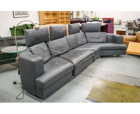 ROLF BENZ MODULAR SOFA, with attached light, side table and headrests, 350cm W approx.