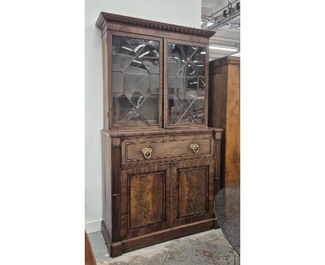 SECRETAIRE BOOKCASE, Regency mahogany with a glazed upper section, 125cm W x 48cm D x 220cm H.