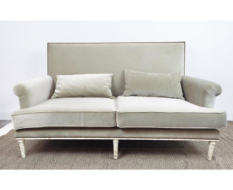 SOFA, velvet upholstered, studded detail, white painted base, 175cm W.