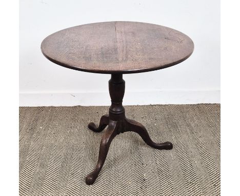 TRIPOD TABLE, George III oak with circular tilt top, 70cm H x 80cm D.